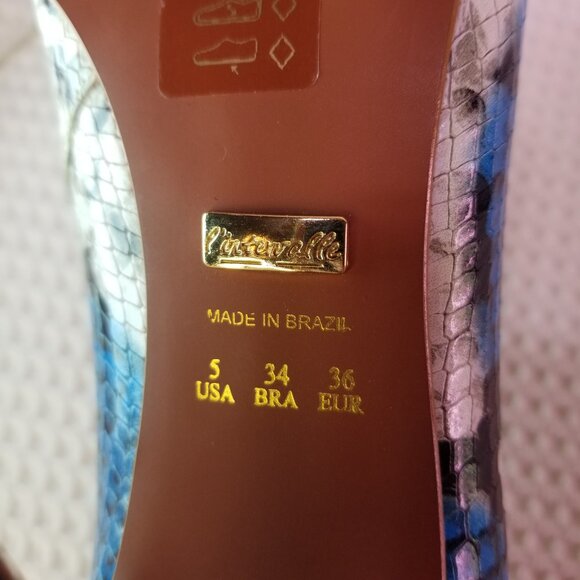 L'INTERVALLE: High Heel Pumps Pink & Aqua Python - Picture 10 of 10